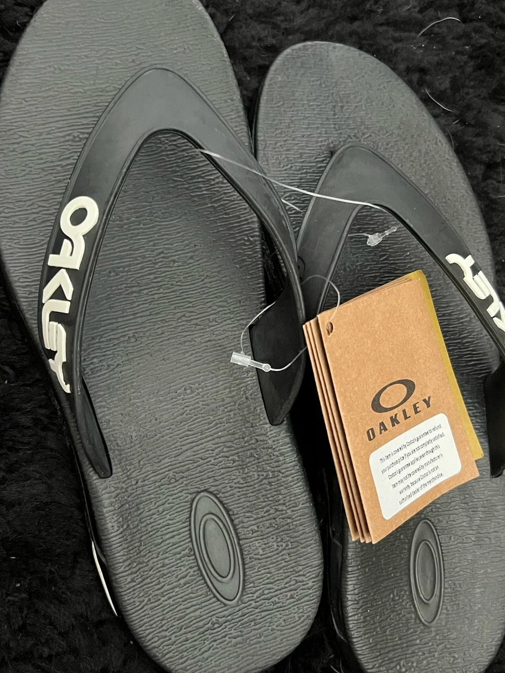 Oakley Men's Black Flip-Flops with White Logo